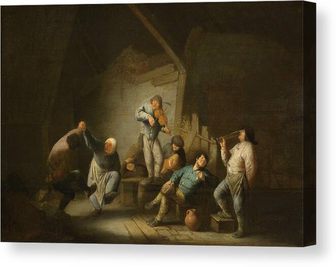 Adriaen Jansz Hendricx Canvas Print featuring the painting The dancing couple #1 by Adriaen van Ostade