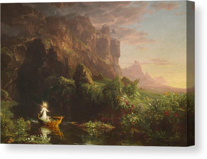 Thomas Cole Canvas Print featuring the painting The Voyage of Life, Childhood, from 1842 by Thomas Cole