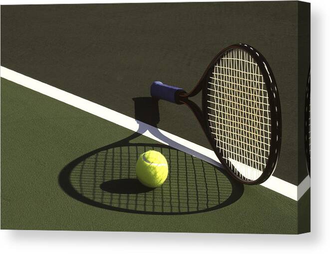 Tennis; Racquet; Ball; Balls; Shadow; Game; Games; Sport; Sports; Shadow; Tennis Ball; Tennis Racquet; Competition Canvas Print featuring the photograph 10sne1 by Gerard Fritz