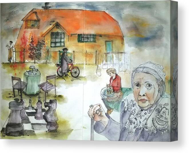 The Netherlands. Houses. Giant Chess. Biking. And Such Canvas Print featuring the painting Land Of Clogs And Windmill Album #16 by Debbi Saccomanno Chan