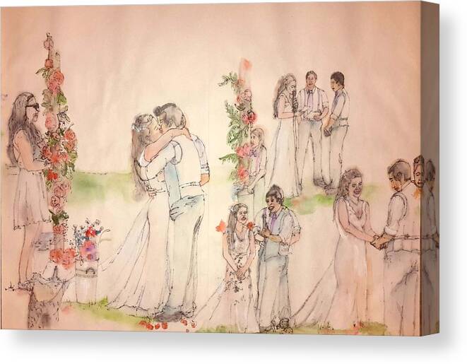 Wedding. Summer Canvas Print featuring the painting The Wedding Album #17 by Debbi Saccomanno Chan
