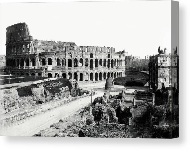  Italy Canvas Print featuring the photograph 1870 The Colosseum of Rome Italy by Historic Image