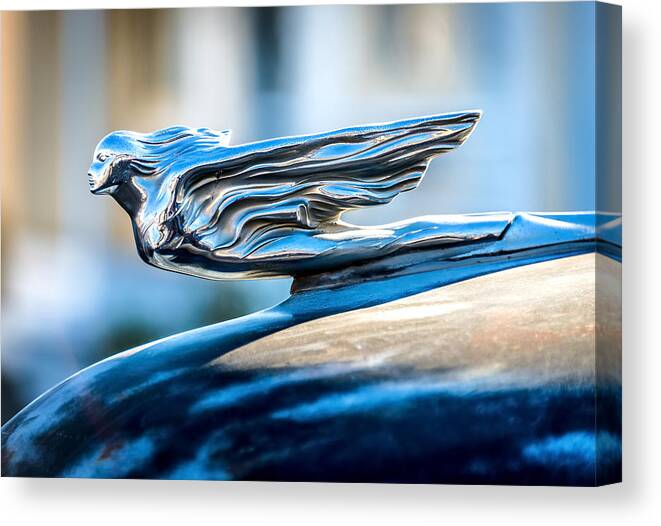 1941 Canvas Print featuring the photograph 1941 Winged Goddess Hood Ornament - Classic Cadillac Photograph by Duane Miller