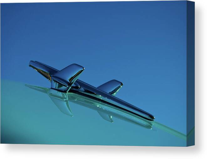 Chevy Canvas Print featuring the photograph 1956 Chevy Belair Hood Ornament by Jani Freimann
