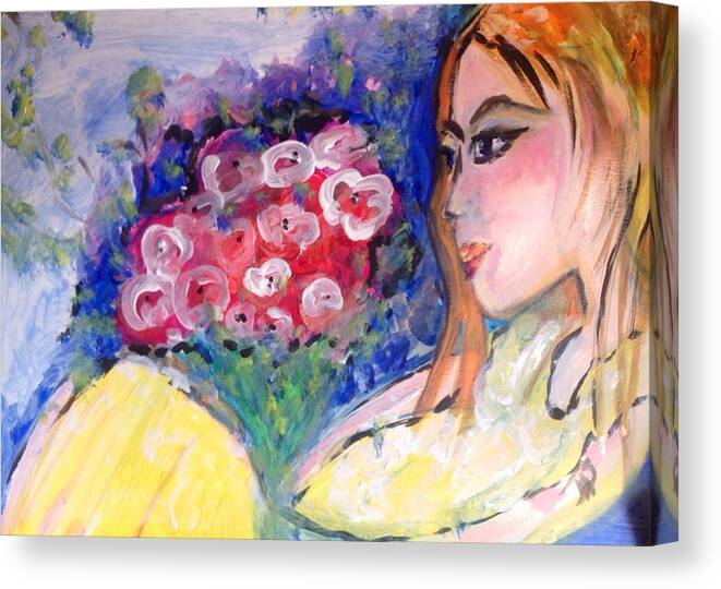 Thought Canvas Print featuring the painting Deep in thought #1 by Judith Desrosiers