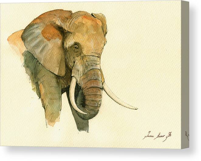  Canvas Print featuring the painting Elephant painting      #2 by Juan Bosco