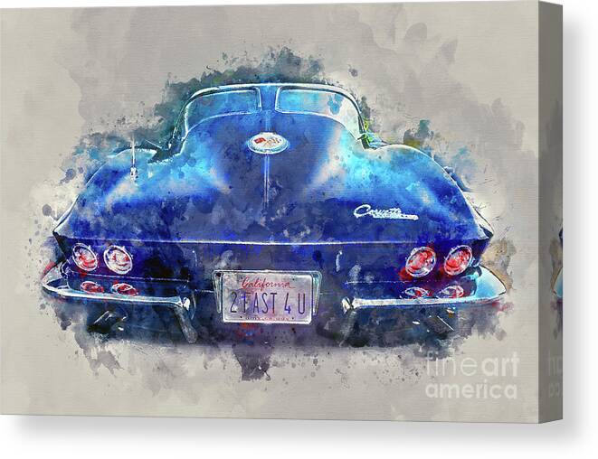 63 Corvette Canvas Print featuring the painting 2 Fast 4 U by Jon Neidert