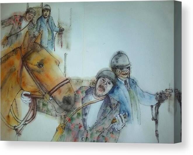 Pbs. Television. English. Sitcom. Keeping Up Appearances. Equine Canvas Print featuring the painting Keeping up Appearances album #2 by Debbi Saccomanno Chan