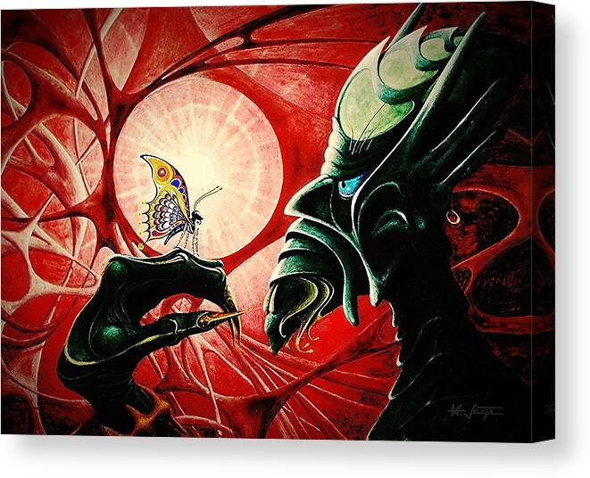 Lucifer Canvas Print featuring the painting Lucifer #3 by Hartmut Jager