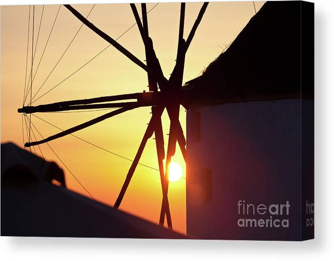 Oia Canvas Print featuring the photograph Oia Mill #2 by Gualtiero Boffi