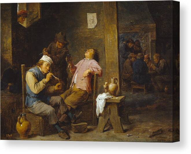 Baroque Canvas Print featuring the painting Smokers and Drinkers #2 by David Teniers the Younger