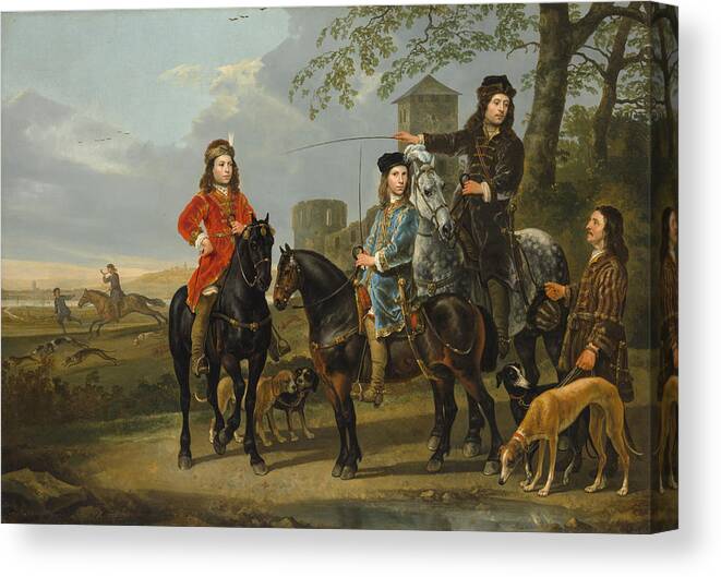 Aelbert Cuyp Canvas Print featuring the painting Starting for the Hunt #2 by Aelbert Cuyp