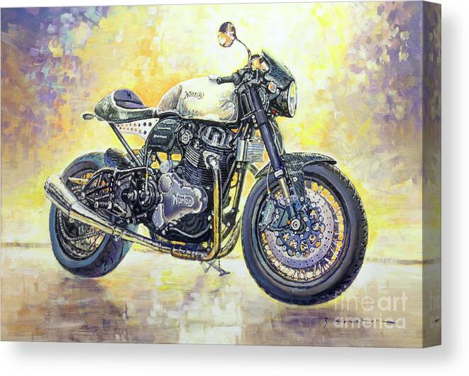 Shevchukart Canvas Print featuring the painting 2015 Norton Dominator by Yuriy Shevchuk