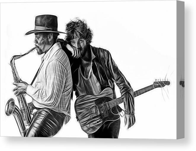 Bruce Springsteen Canvas Print featuring the mixed media Bruce Springsteen Clarence Clemons Collection by Marvin Blaine