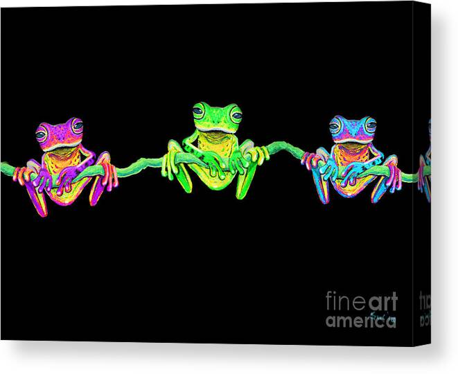 3 Little Frogs Canvas Print featuring the painting 3 Little Frogs by Nick Gustafson