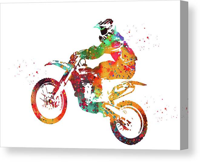 Motocross Dirt Bike Canvas Print featuring the digital art Motocross Dirt Bike #3 by Erzebet S