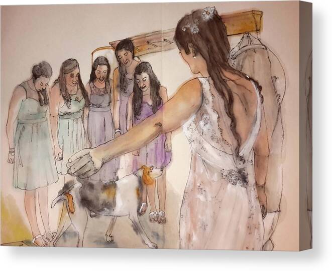 Wedding. Summer Canvas Print featuring the painting The Wedding Album #3 by Debbi Saccomanno Chan