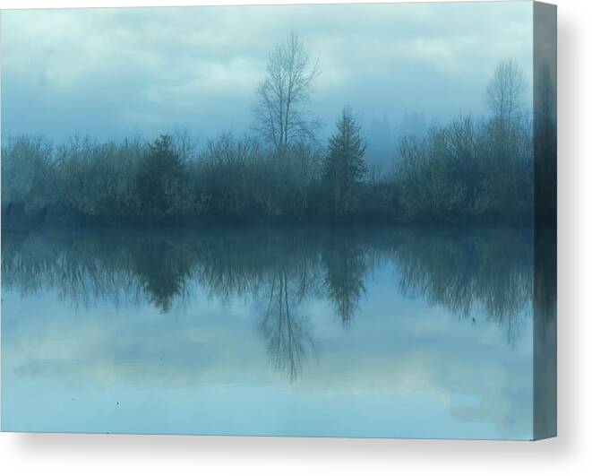 Reflections Lake Canvas Print featuring the photograph Reflections blue lake by Cathy Anderson