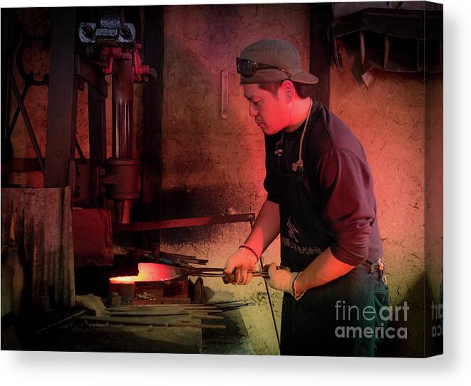 Blacksmith Canvas Print featuring the photograph 4th Generation Blacksmith, Miki City Japan by Perry Rodriguez