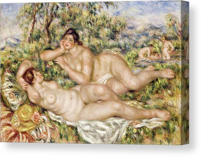 Pierre-auguste Renoir Canvas Print featuring the painting The Bathers #8 by Pierre-Auguste Renoir