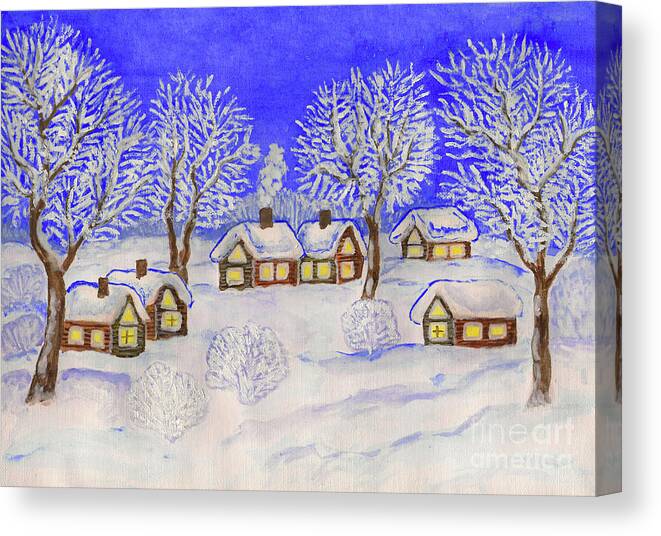 Art Canvas Print featuring the painting Winter landscape, painting #5 by Irina Afonskaya