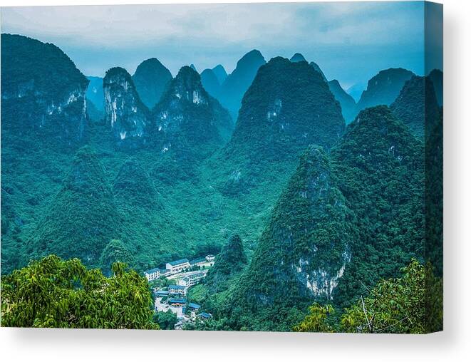 Karst Canvas Print featuring the photograph Karst mountains landscape #8 by Carl Ning
