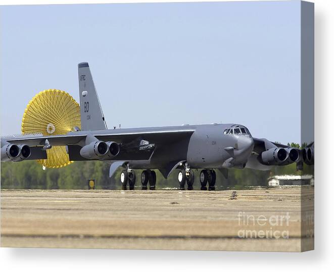 Deploying Canvas Print featuring the photograph A B-52 Stratofortress Deploys Its Drag by Stocktrek Images