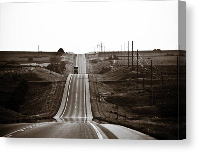 Nebraska Canvas Print featuring the photograph A Country Mile 1 by Marilyn Hunt