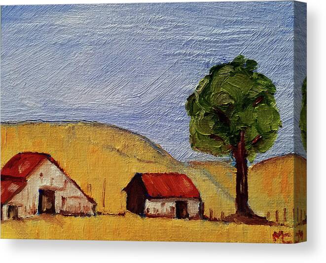 Landscape Canvas Print featuring the painting A Farm in California WineCountry by Mary Capriole
