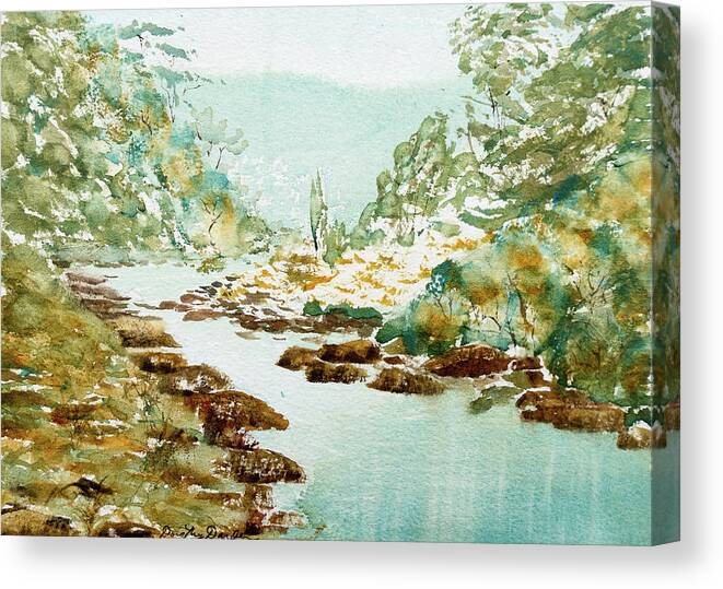 Australia Canvas Print featuring the painting A Quiet Stream in Tasmania by Dorothy Darden
