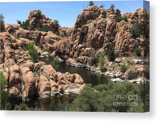 Rocks Canvas Print featuring the photograph A River Runs Through It by Pamela Henry