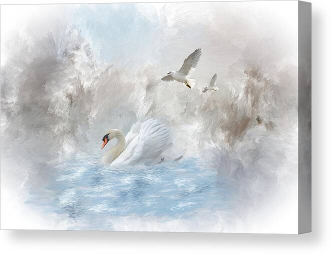 White Swan Canvas Print featuring the photograph A Swan's Dream by Mary Timman