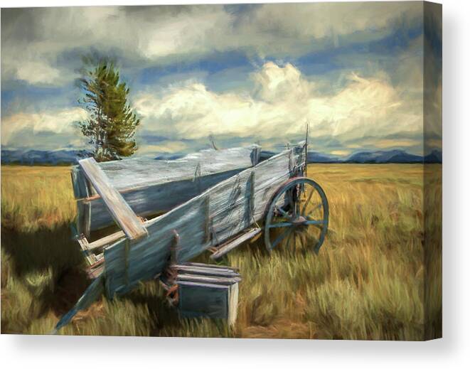 Art Canvas Print featuring the photograph Abandoned Broken Frontier Wagon by Randall Nyhof