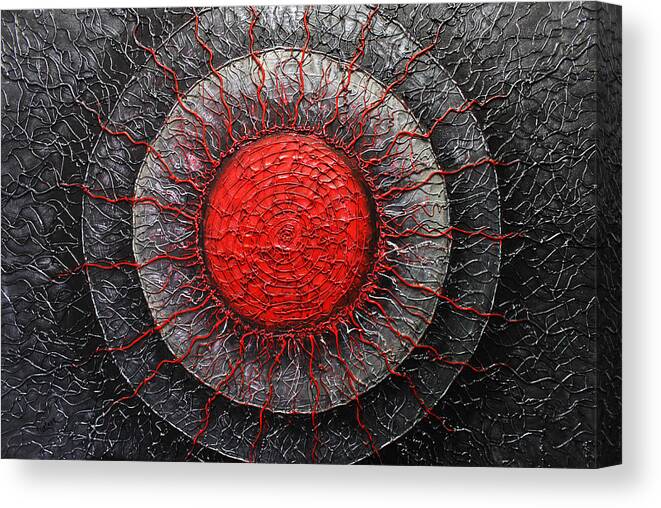 Red Abstract Art Print Canvas Print featuring the painting Red and Black Abstract by Patricia Lintner