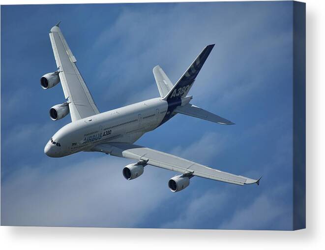 Airbus Canvas Print featuring the photograph Airbus A380 by Tim Beach