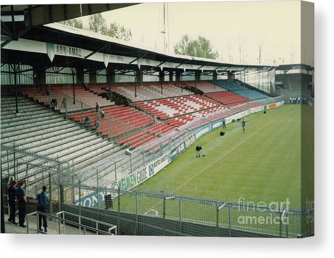 Ajax Canvas Print featuring the photograph Ajax Amsterdam - De Meer Stadion - North Side Grandstand 2 - April 1996 by Legendary Football Grounds