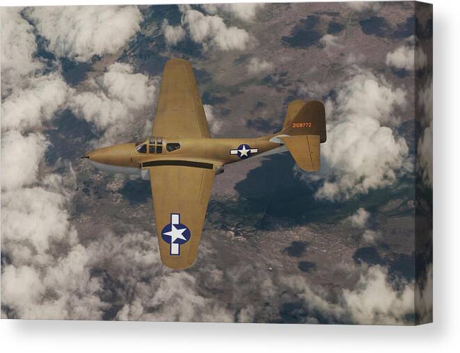 Bell Aircraft Canvas Print featuring the digital art America's First Jet Fighter by Erik Simonsen