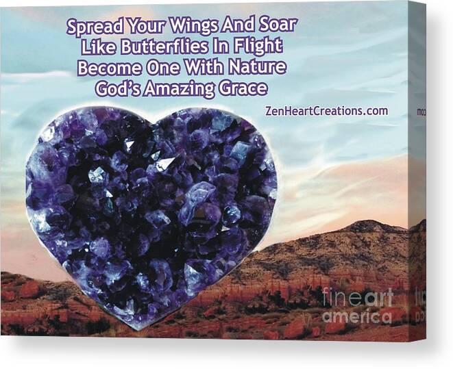 Amethyst Canvas Print featuring the photograph Amethyst Heart Sedona Spread Your Wings by Marlene Besso