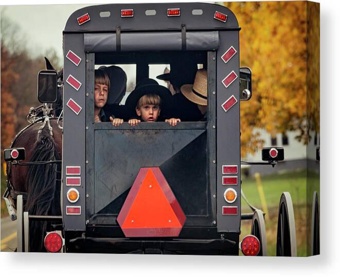 Kids Canvas Print featuring the photograph Amish by Rob Dietrich