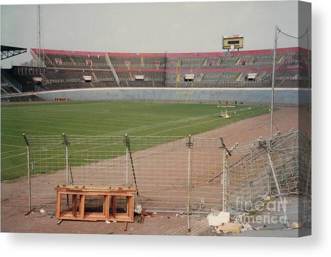 Ajax Canvas Print featuring the photograph Amsterdam Olympic Stadium - South End Grandstand 1 - April 1996 by Legendary Football Grounds