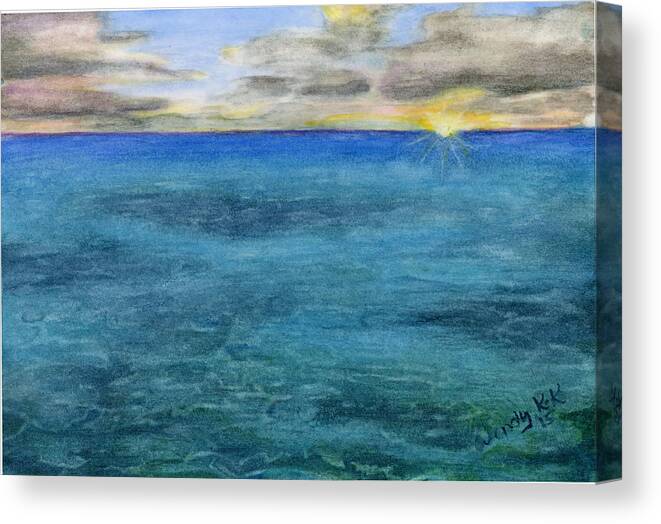 Ocean Canvas Print featuring the painting An Ocean Sunrise by Wendy Keeney-Kennicutt