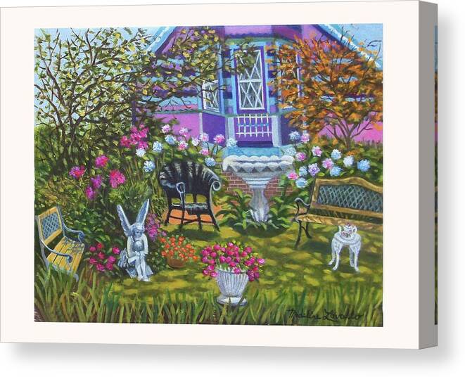 Victorian Garden Canvas Print featuring the painting Angel Garden in Ocean Grove by Madeline Lovallo