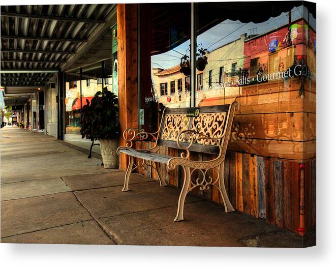 Still Life Canvas Print featuring the photograph Antique Bench by Ester McGuire