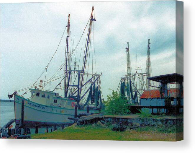 Seascapes Canvas Print featuring the photograph Apalachicola Trawlers by Jan Amiss Photography