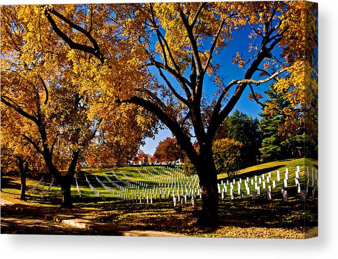 Fall Canvas Print featuring the photograph Arlington Cemetery in the fall by Bill Jonscher