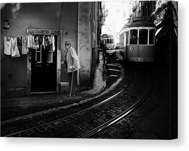 Train Canvas Print featuring the photograph Around The Corner by Bj Yang