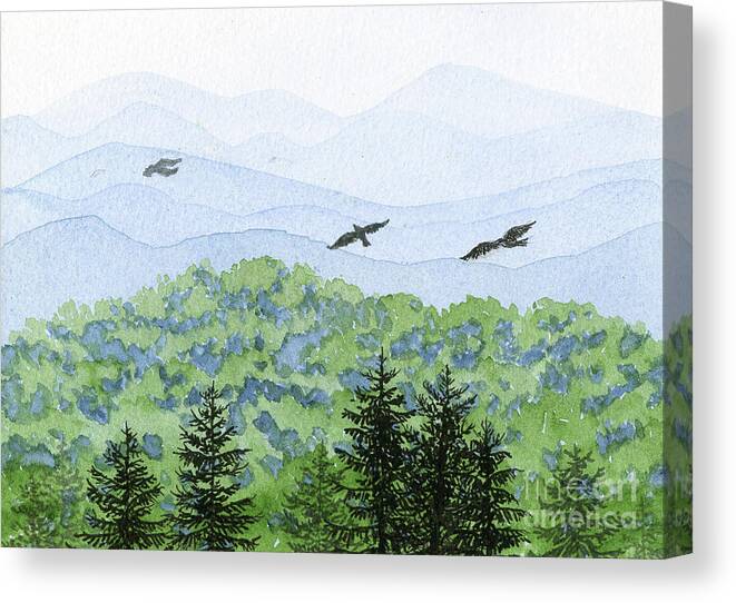 Mountains Canvas Print featuring the painting Asheville Blues by Anne Marie Brown
