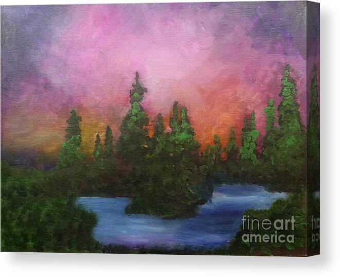 America Canvas Print featuring the painting Aurora Borealis by Donna Walsh