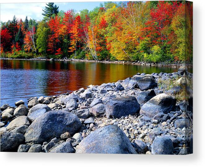 Autumn Landscape Canvas Print featuring the photograph Autumn Shoreline by Frank Houck
