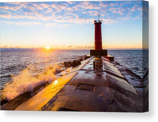 Lake Michigan Canvas Print featuring the photograph Awakened by Daniel Chen